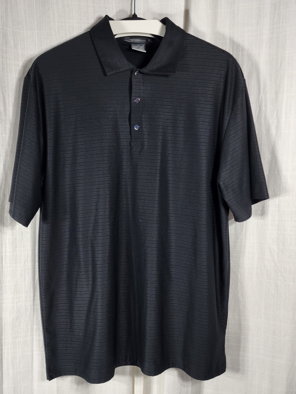Men's Black Textured Short-Sleeve Polo